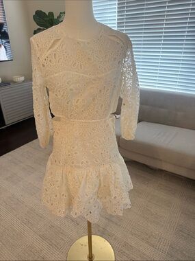 Avantlook White Eyelet Cutout Mini Dress